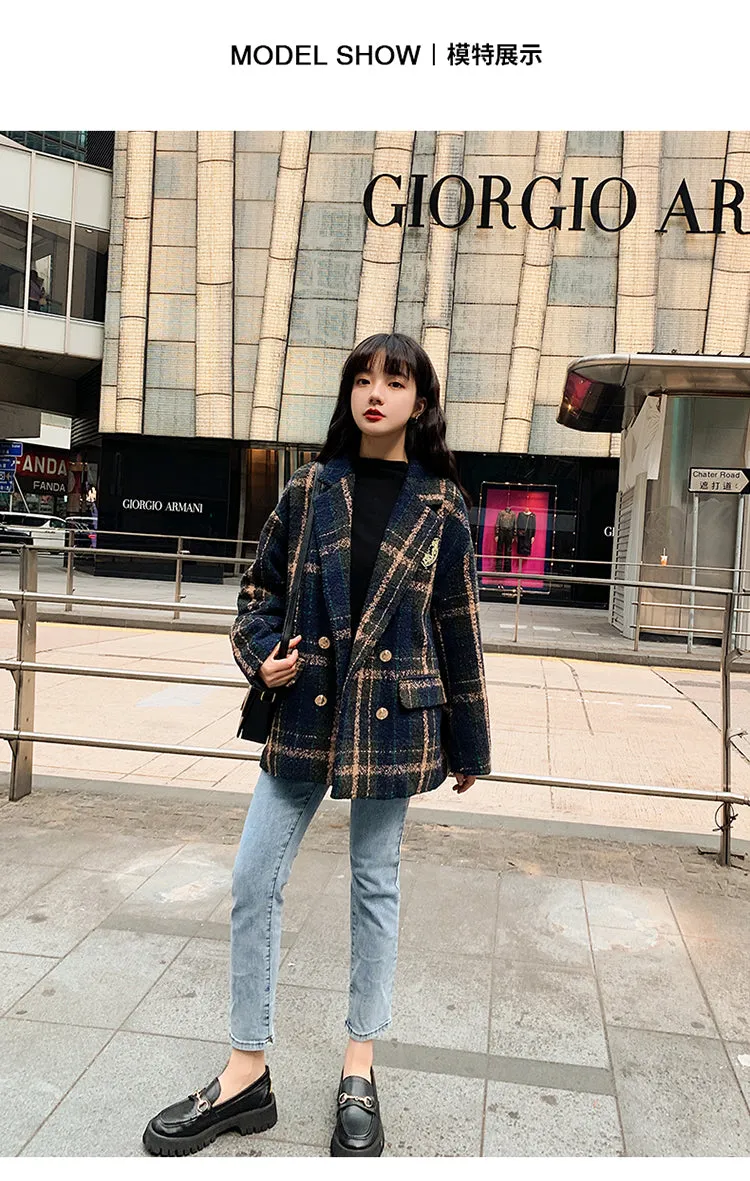 Boho Coat, Vintage Plaid Wool Coat Nellie