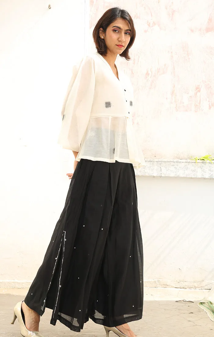 Chanderi Culottes in Obsidian Black