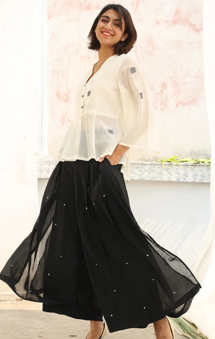 Chanderi Culottes in Obsidian Black