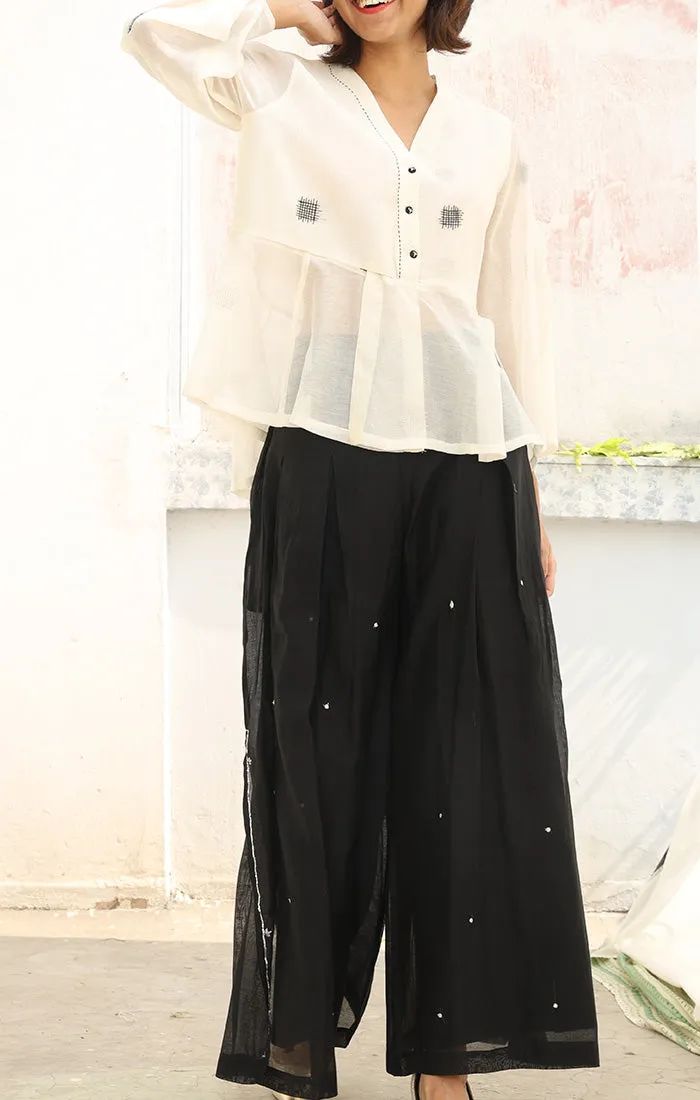 Chanderi Culottes in Obsidian Black