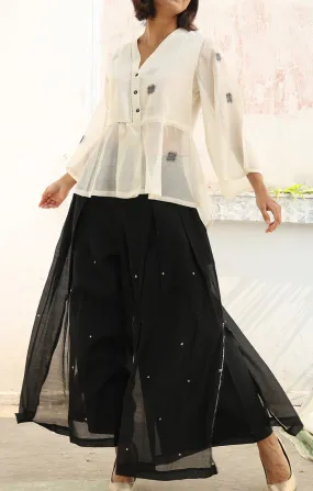 Chanderi Culottes in Obsidian Black