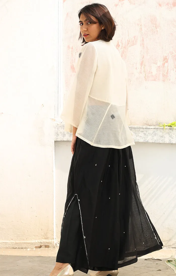 Chanderi Culottes in Obsidian Black