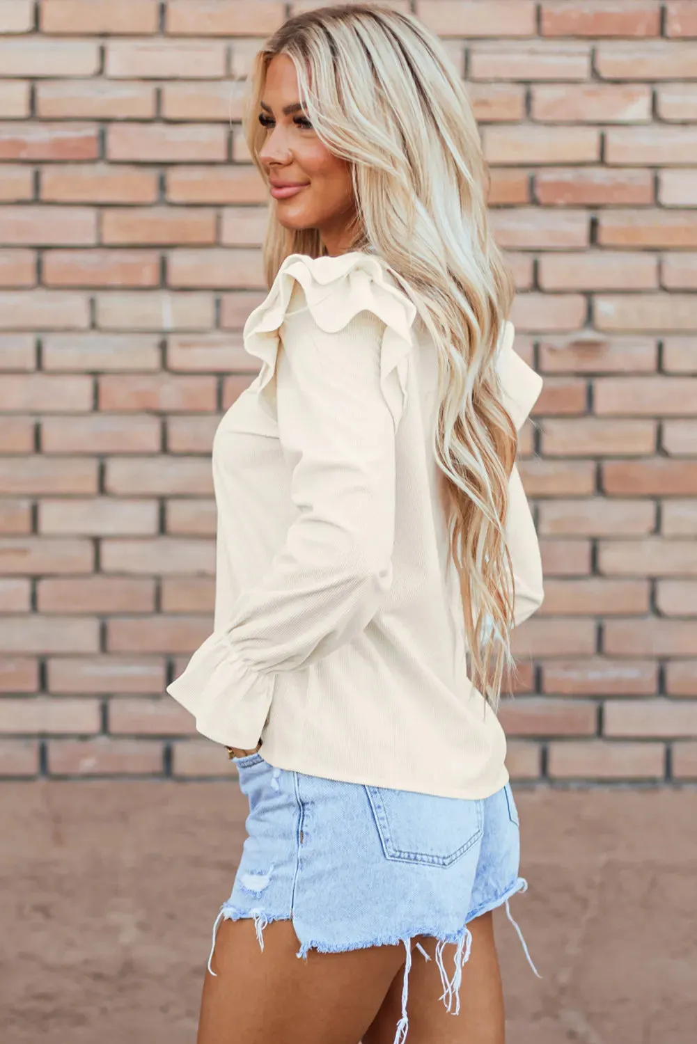 Classic Ruffled Flounce Sleeve Top