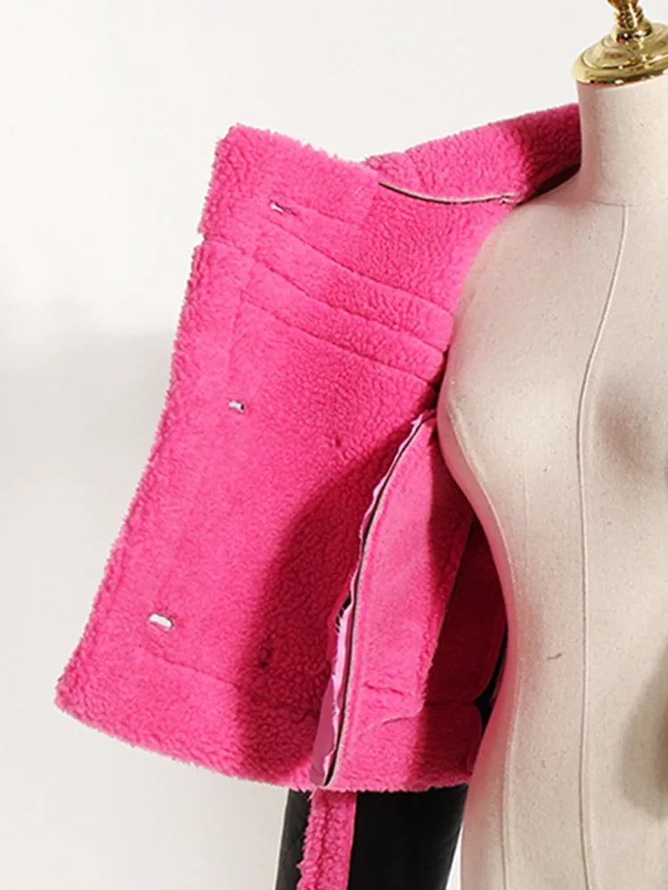 Colorblock Jackets For Women Lapel Long Sleeve Patchwork Double Breasted Casual Jacket Female Fashion Clothes