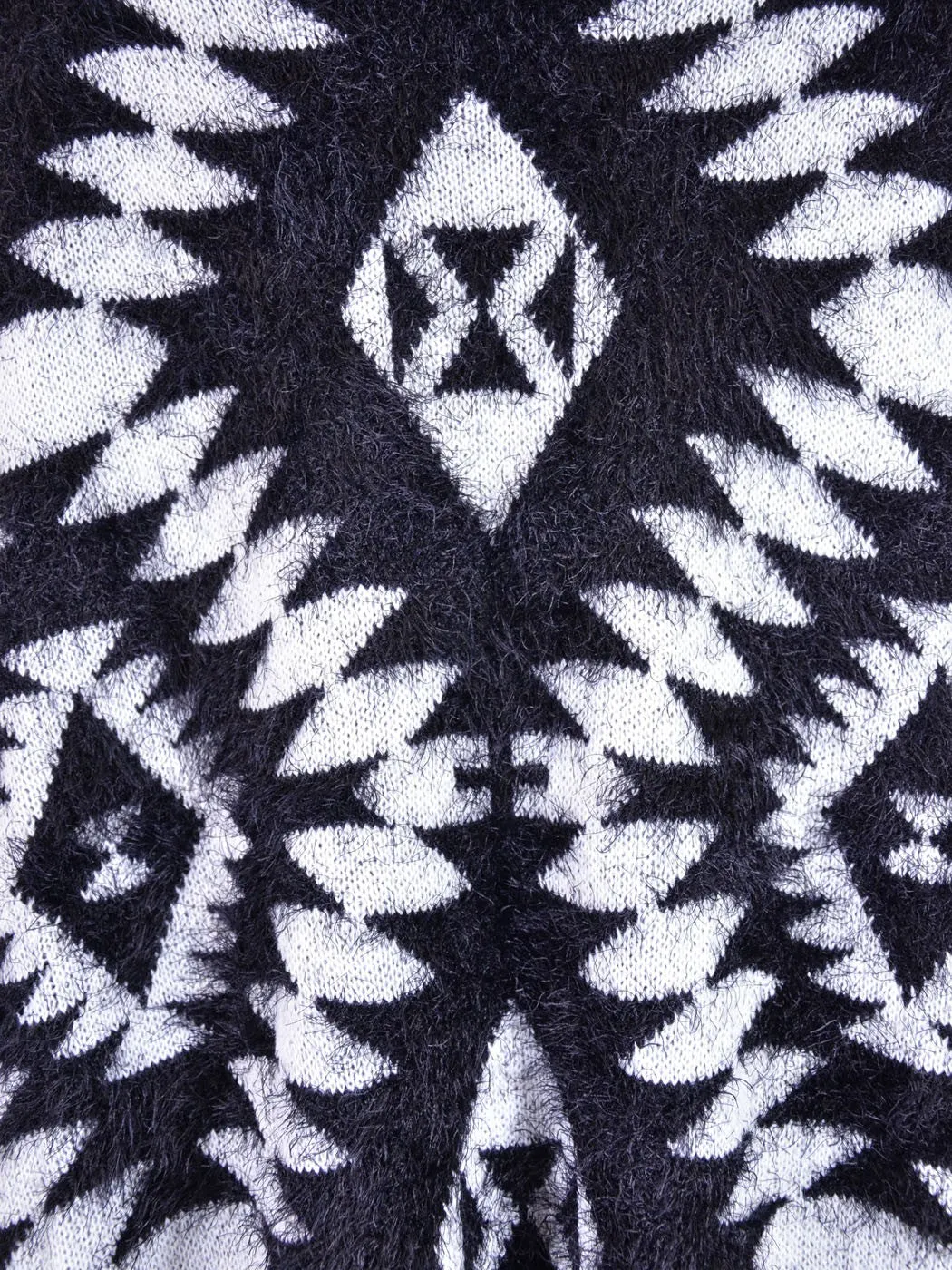 Cotton Candy Brand Black and White Geometric Print Fuzzy Texture Cardigan