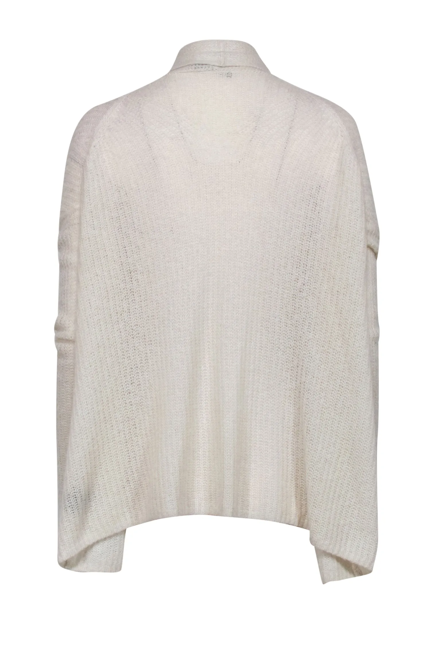 Donna Karan - Cream Cashmere Blend Draped Fuzzy Cardigan Sz S