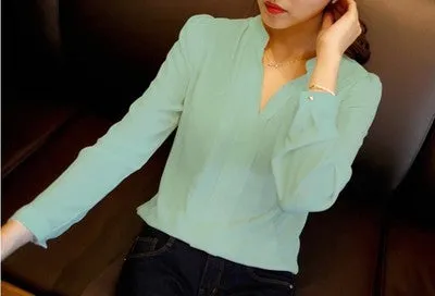 Formal Long Sleeve Chiffon Blouse