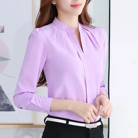 Formal Long Sleeve Chiffon Blouse