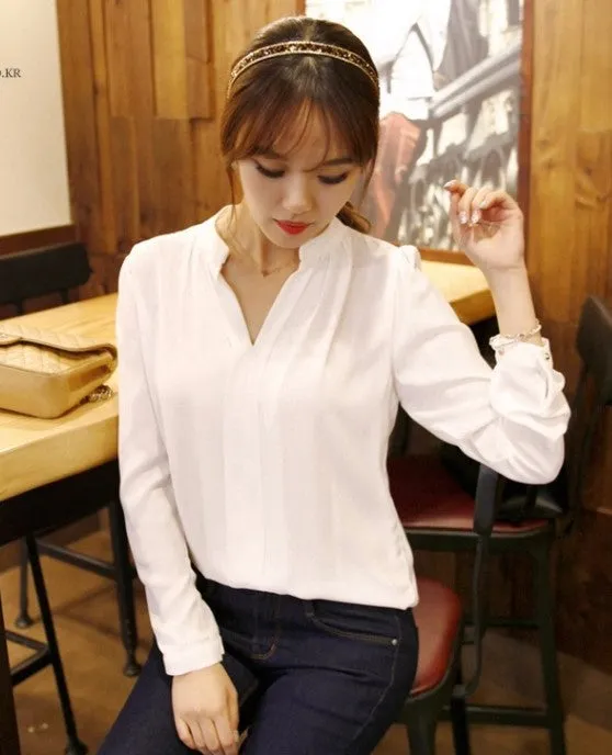 Formal Long Sleeve Chiffon Blouse