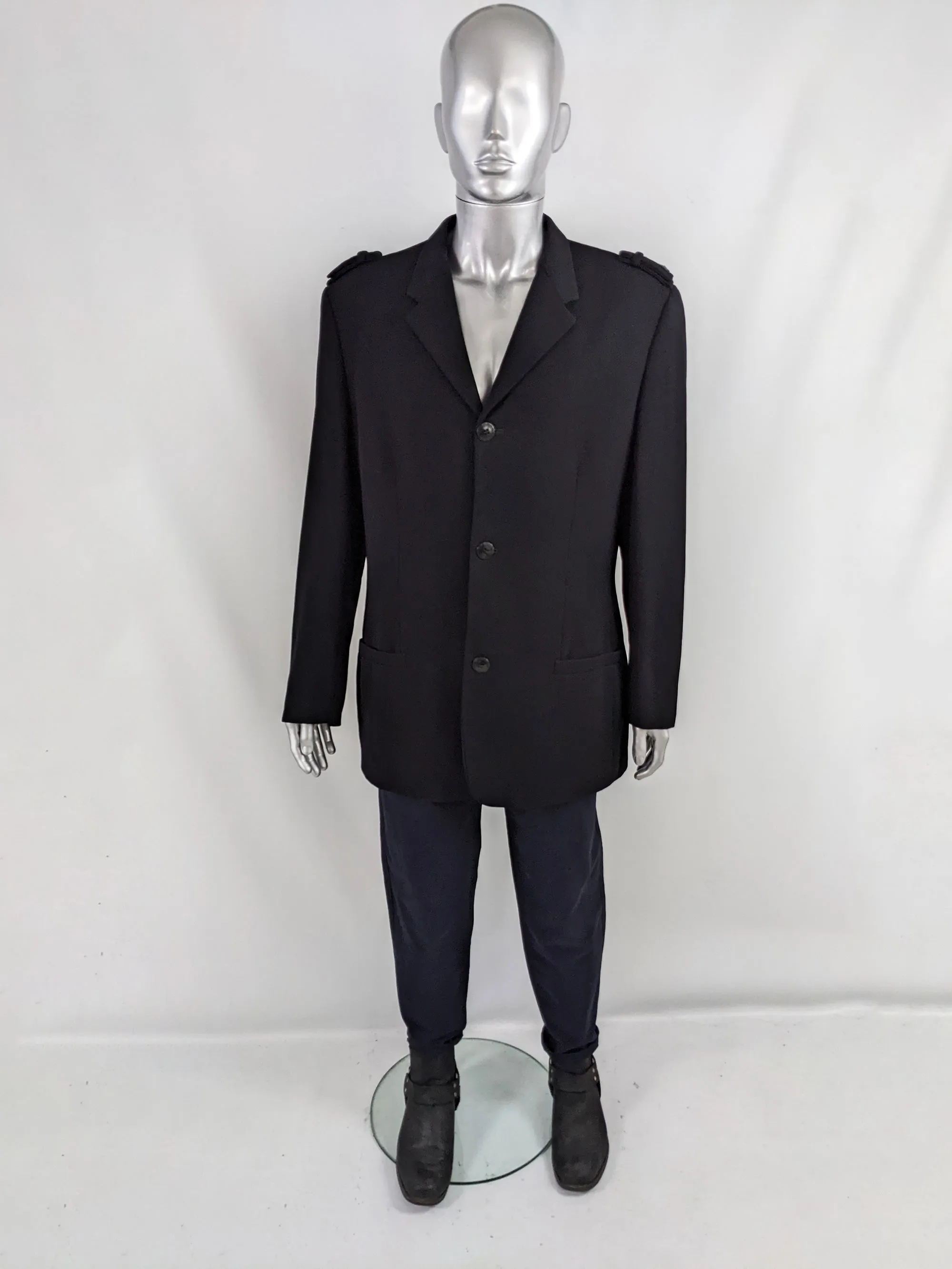 Gianni Versace Vintage Mens Epaulette Military Style Jacket, 1990s