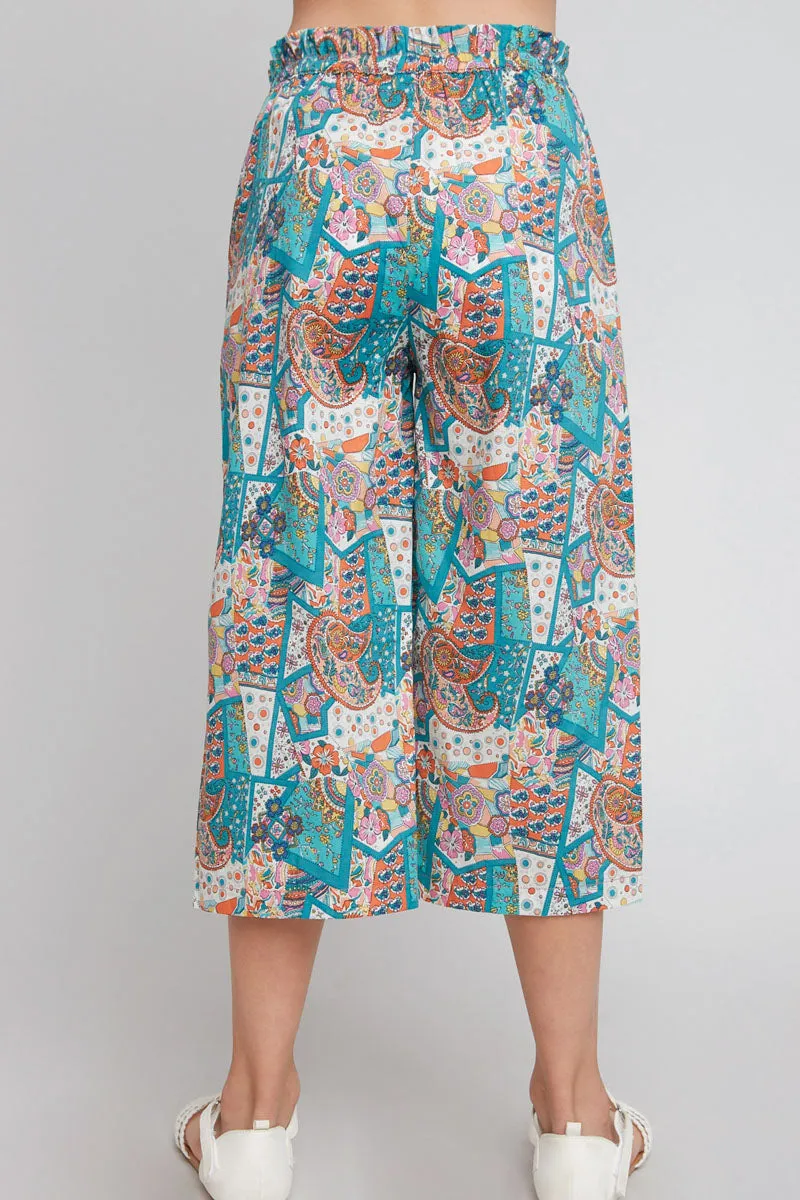 Girls Pasley Print Self-Tie Cullottes