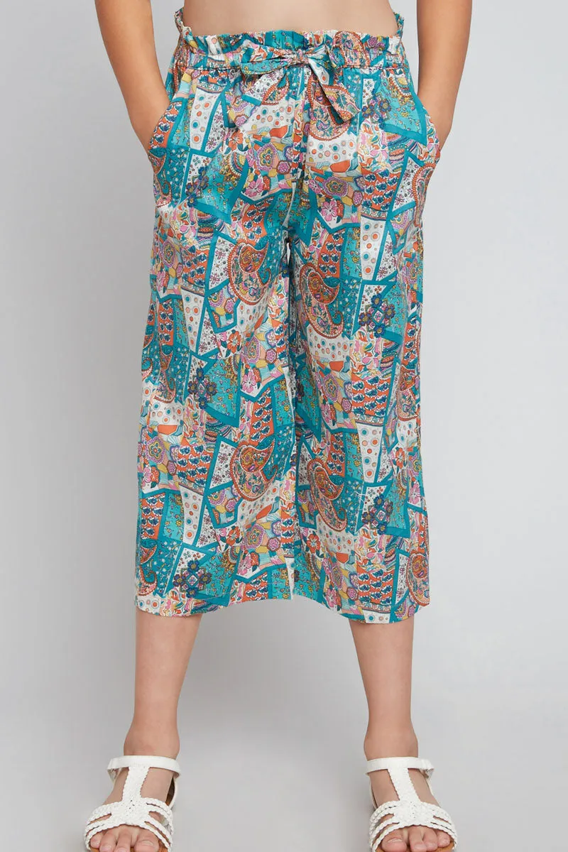 Girls Pasley Print Self-Tie Cullottes