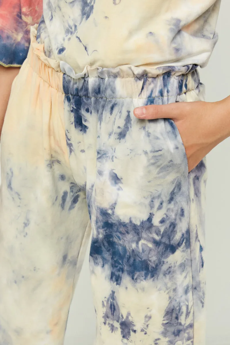 Girls Tie Dye Ruffle Waist Culottes