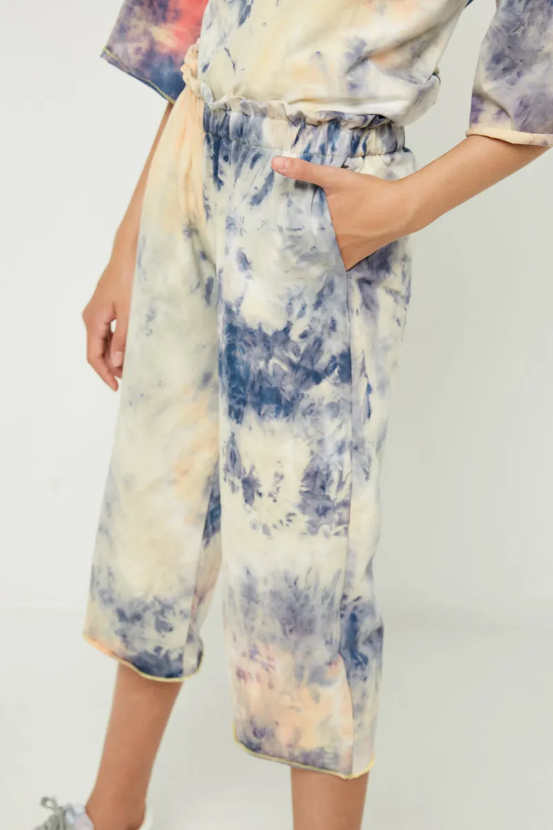 Girls Tie Dye Ruffle Waist Culottes