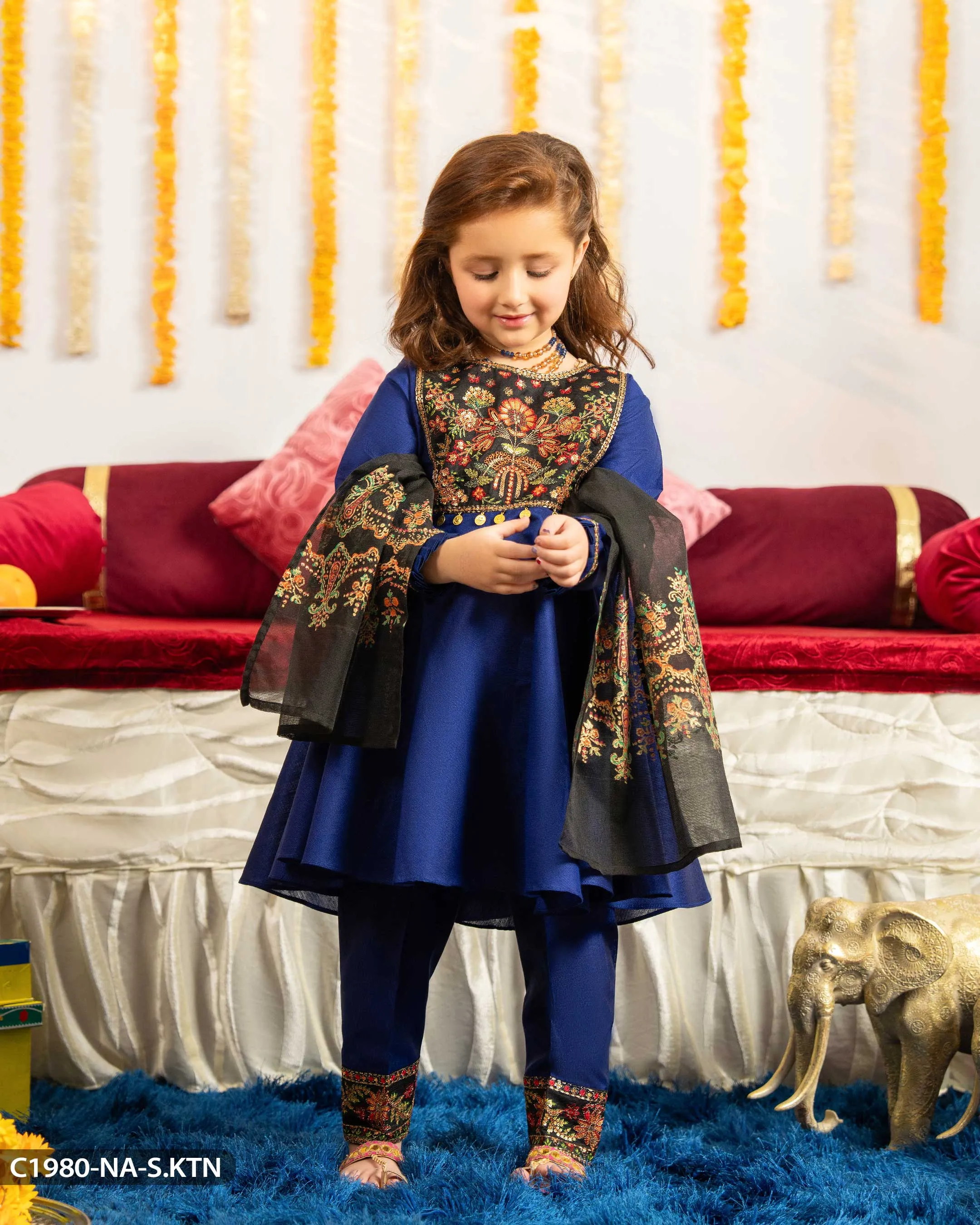 Kids 3 Piece Chambray Katan Suit | 1980-NA-S.KTN