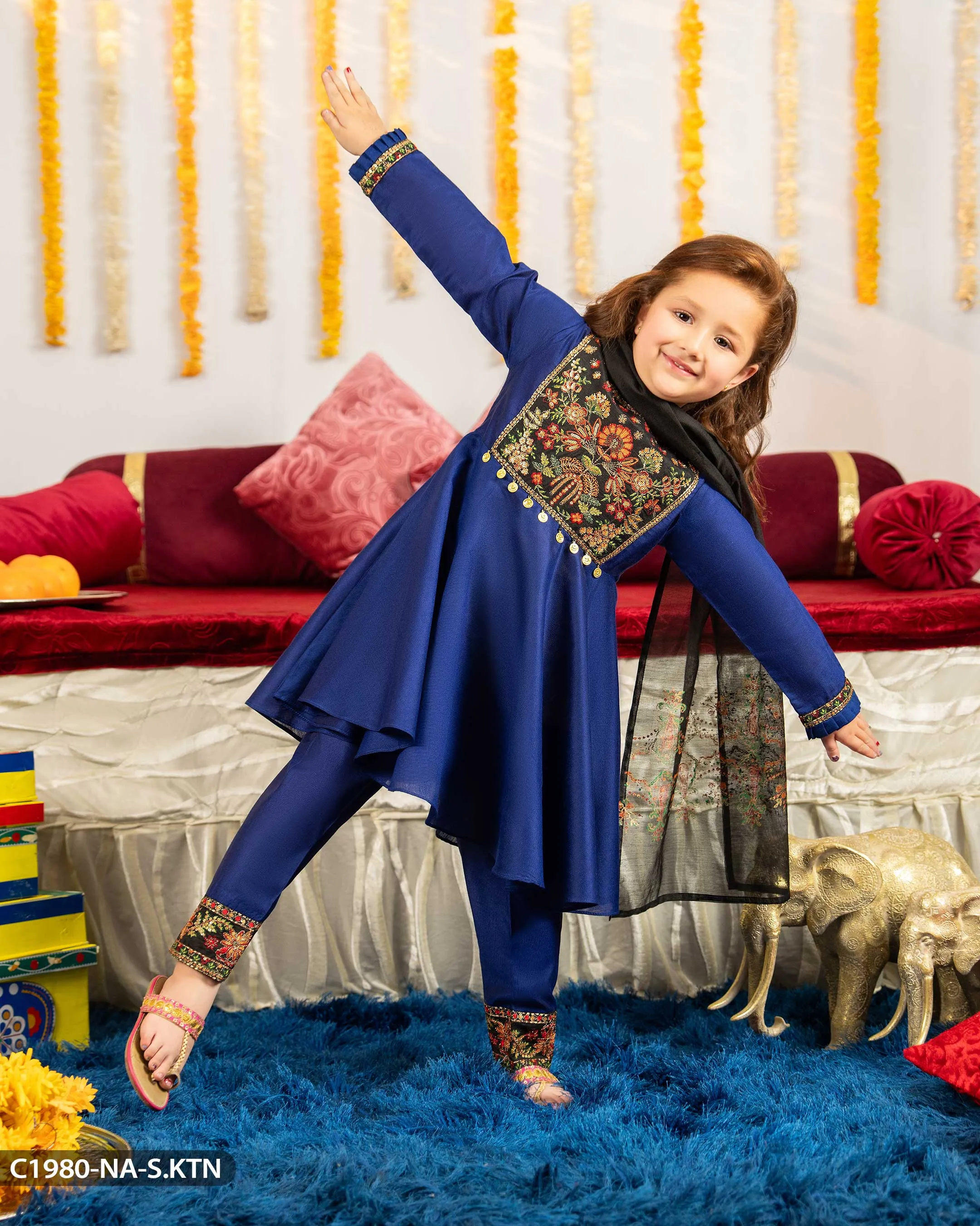 Kids 3 Piece Chambray Katan Suit | 1980-NA-S.KTN
