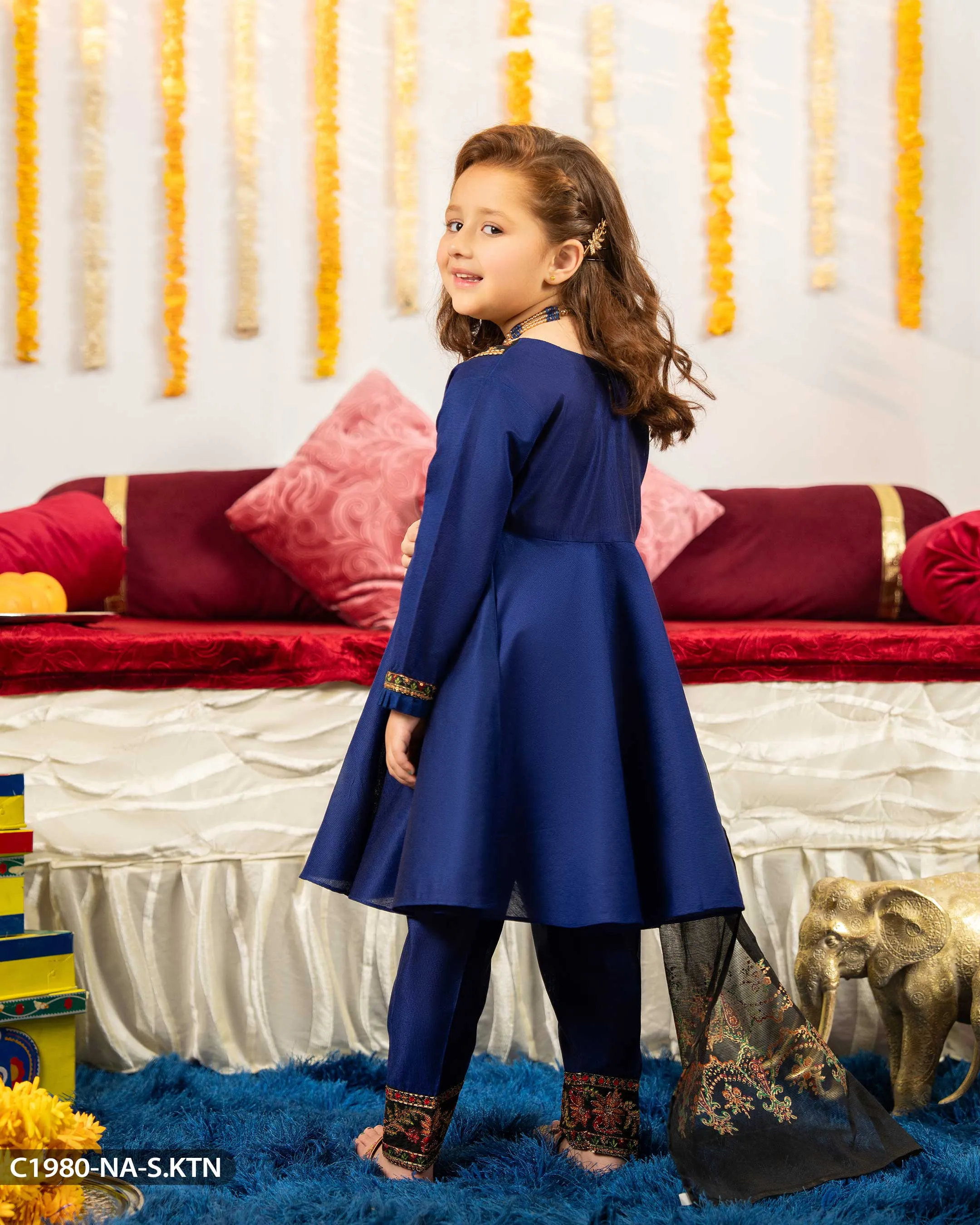 Kids 3 Piece Chambray Katan Suit | 1980-NA-S.KTN