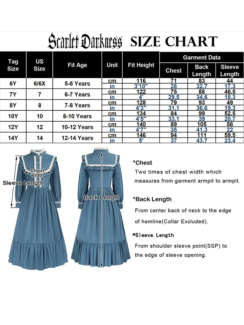 Kids Contrast Color Dress Bell Sleeve Maxi Dress