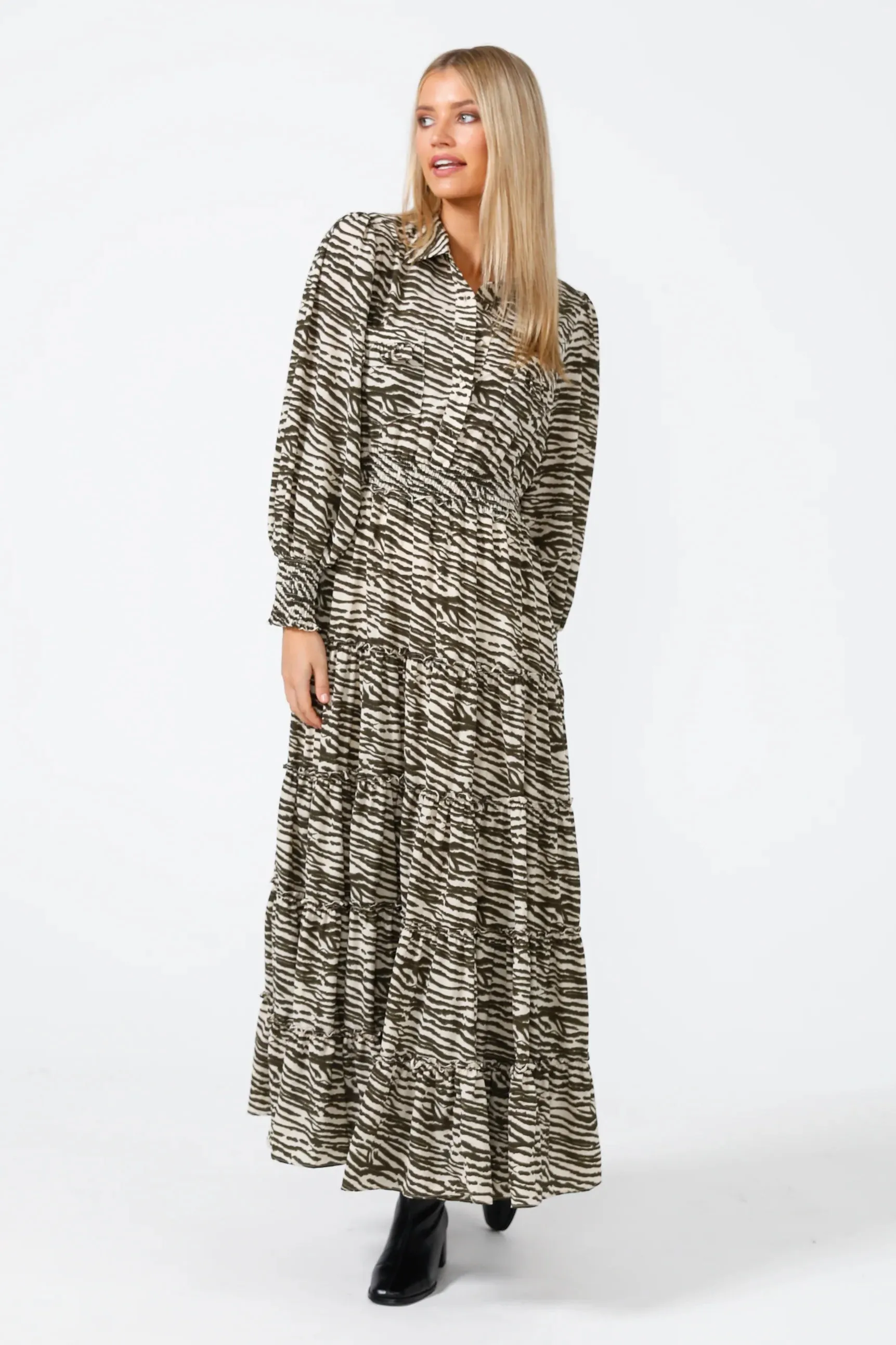 Lido Dress in Olive Willow