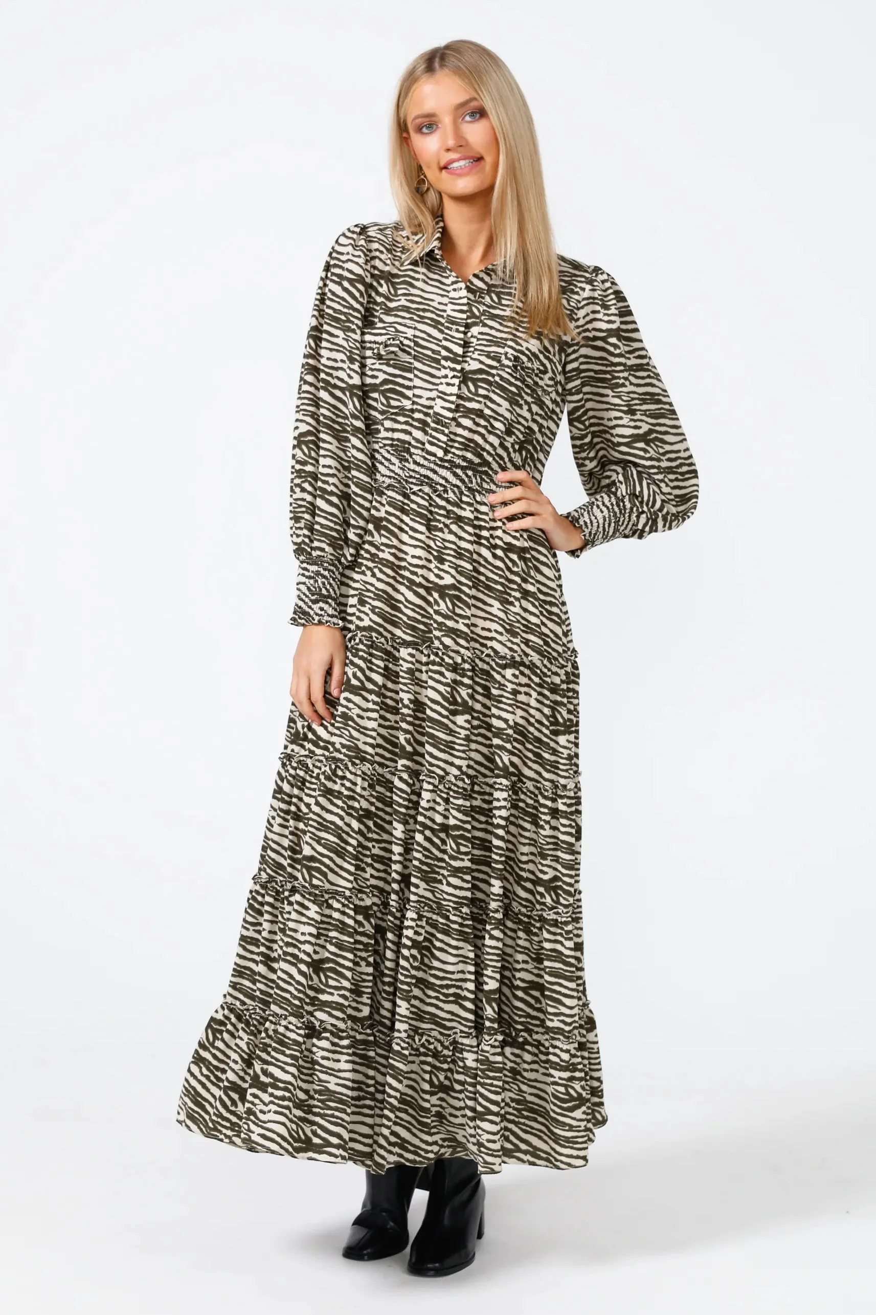 Lido Dress in Olive Willow