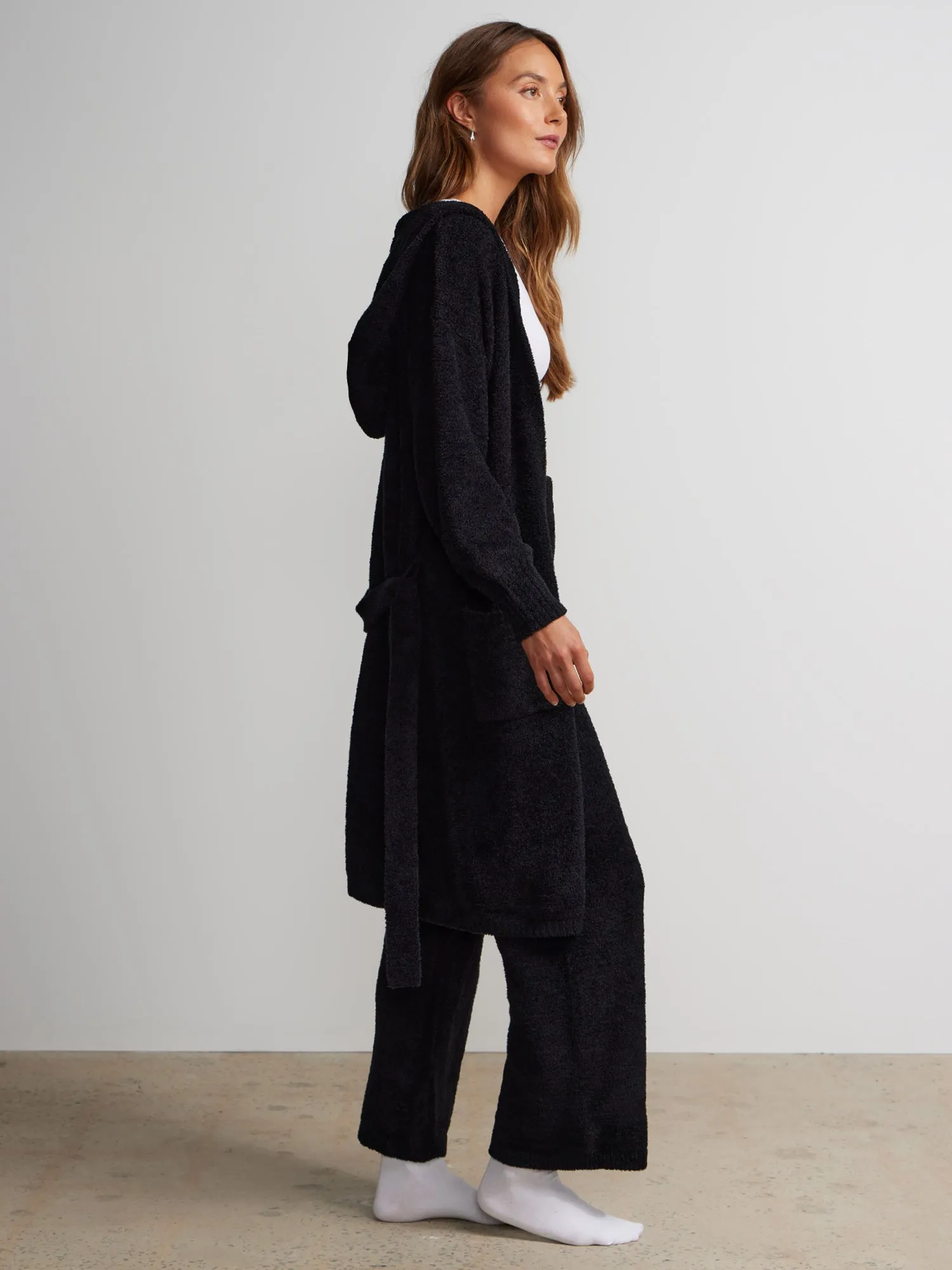 Long Sleeve Hooded Teddy Pocket Cardigan