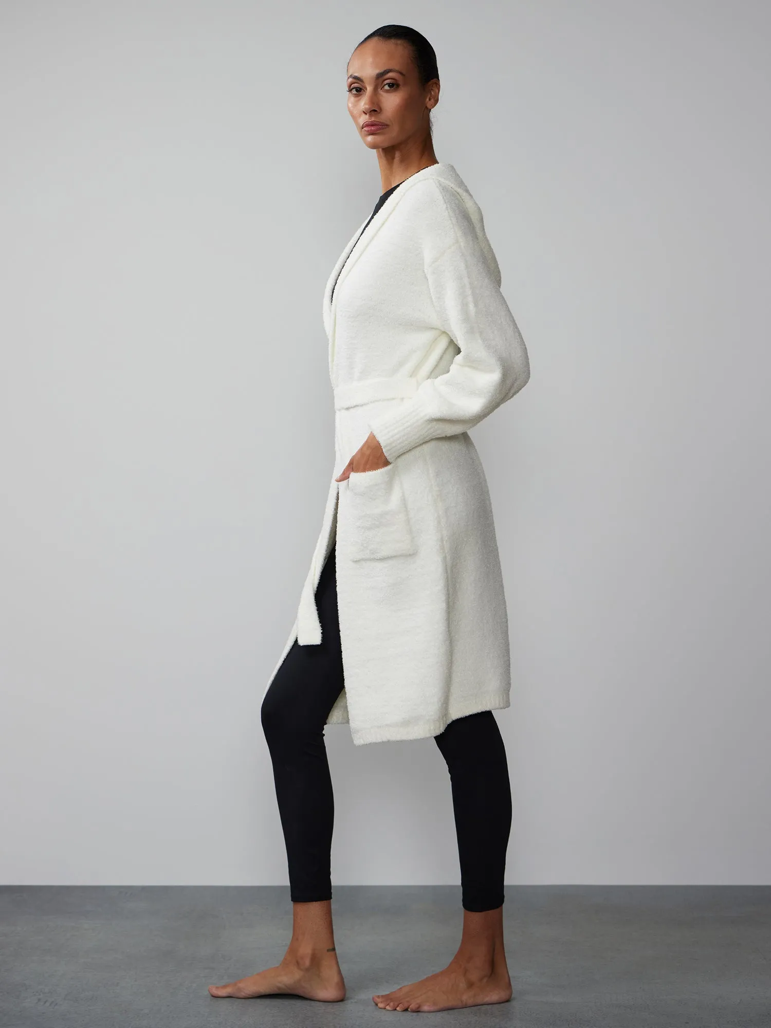 Long Sleeve Hooded Teddy Pocket Cardigan