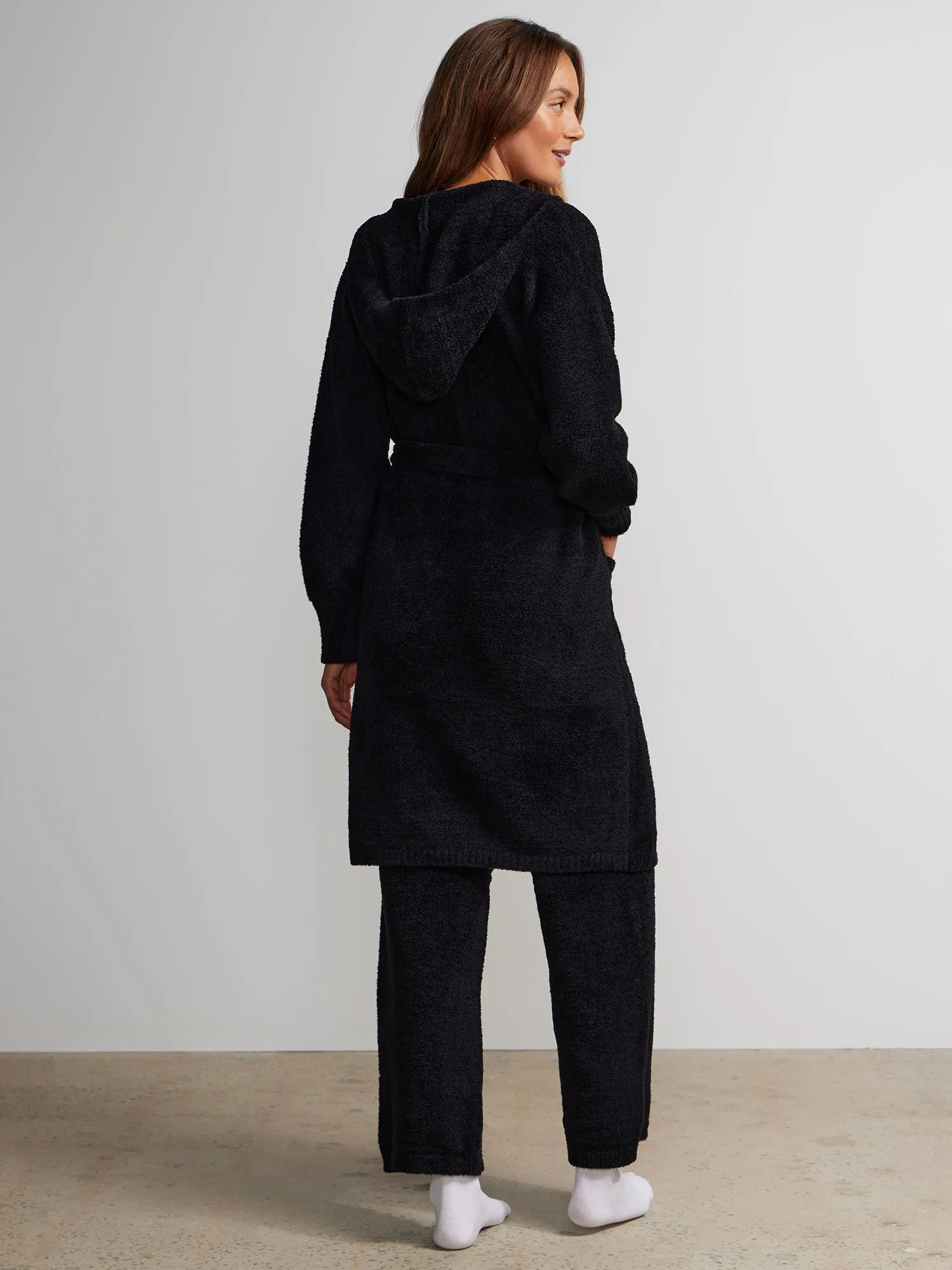 Long Sleeve Hooded Teddy Pocket Cardigan