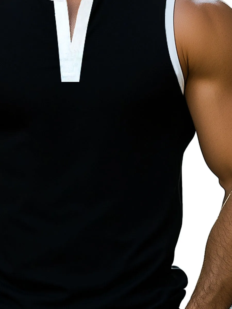 Men's Contrast Color V-Neck Tank Top