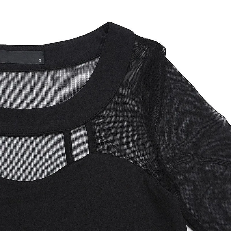 Meshed Hollow Out Autumn Long Sleeve Dress