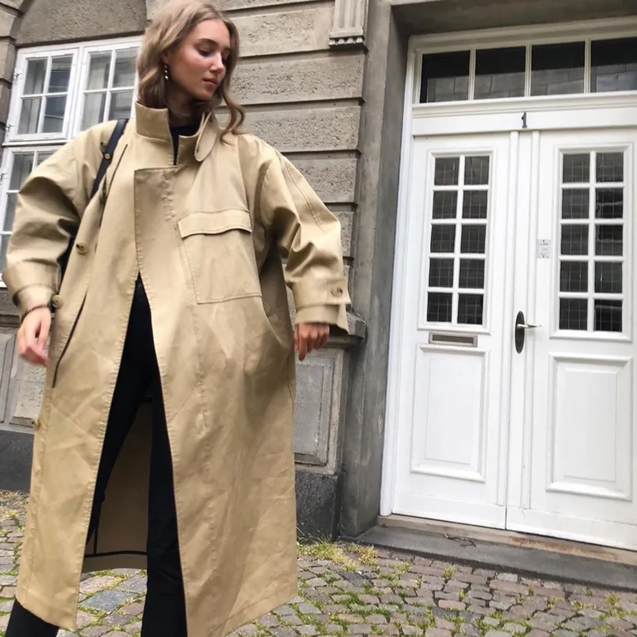 Nadine Front Pocket & Funnel Neck Cocoon Trench Coat - 2 Colors