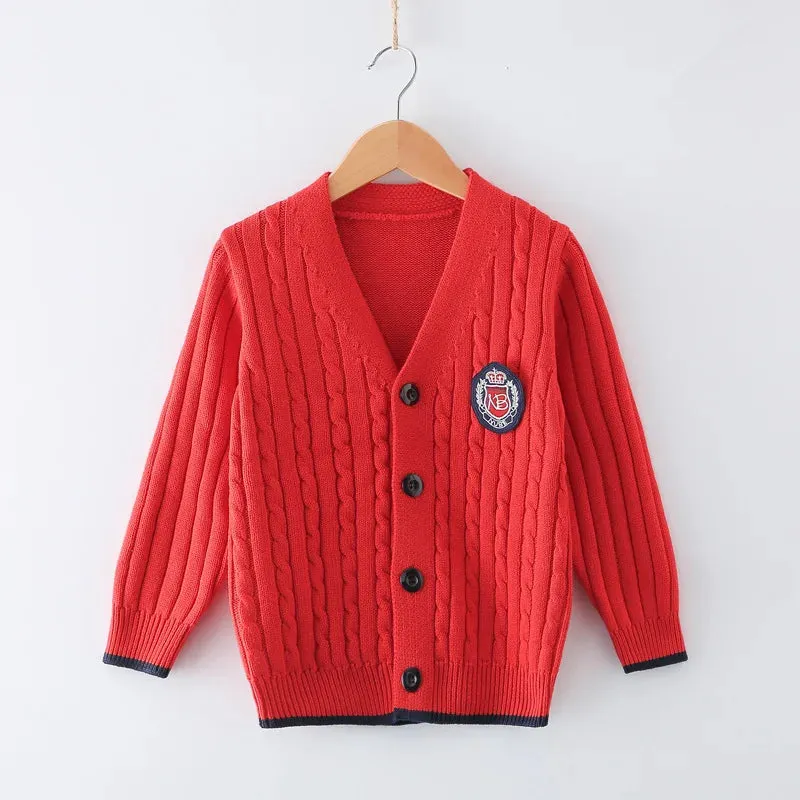 New Baby Boys Sweater Autumn Toddler Boys Knitwear Long-Sleeve Cotton Cardigans Kids Sweater Coat Fashion Children Clothes2-10Y
