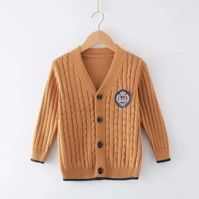 New Baby Boys Sweater Autumn Toddler Boys Knitwear Long-Sleeve Cotton Cardigans Kids Sweater Coat Fashion Children Clothes2-10Y