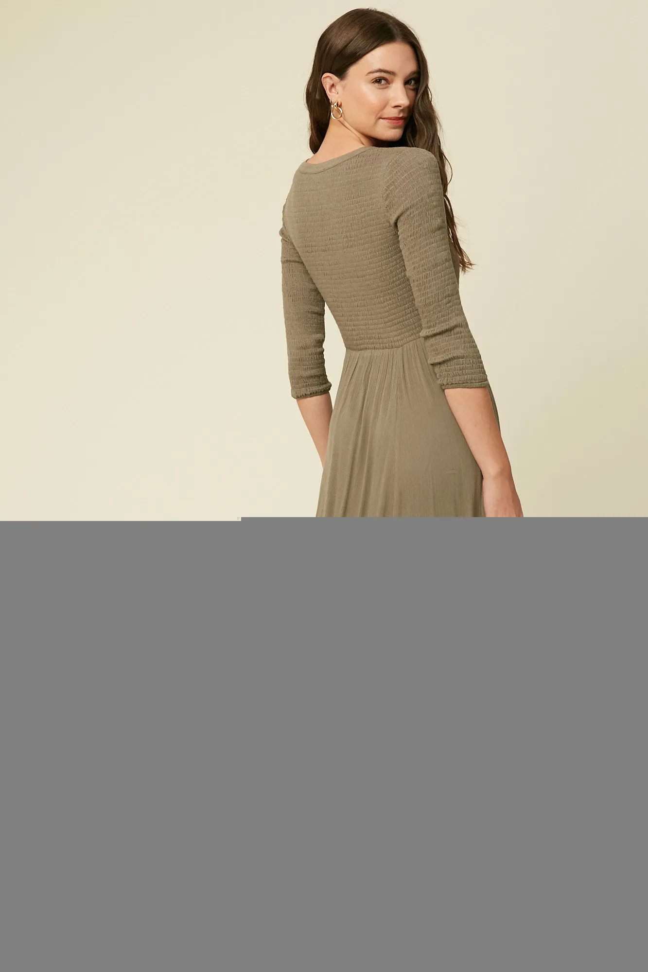 Olive Asymmetric Plunge Dress