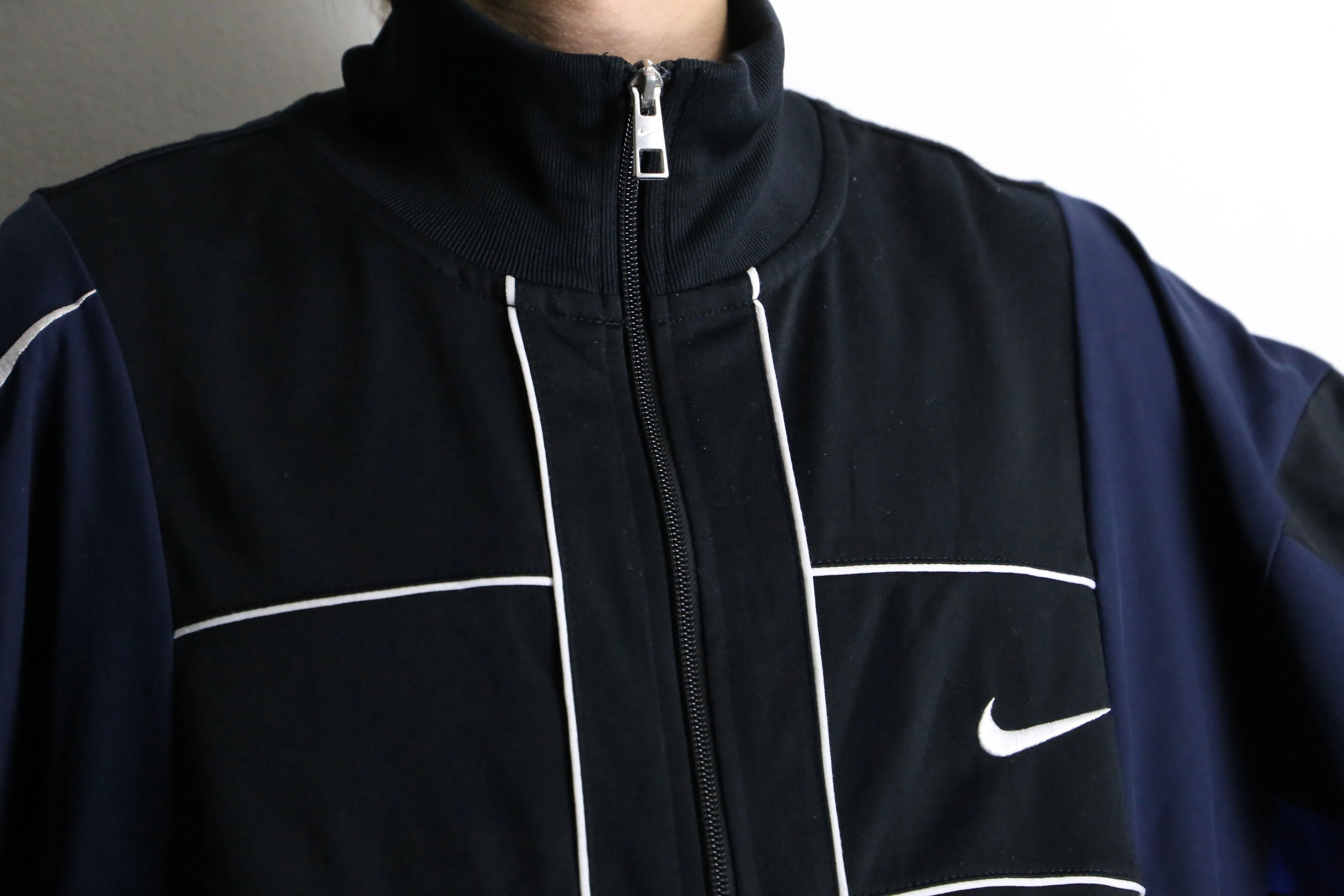 "Re:make" black×navy dolman sleeve track jacket