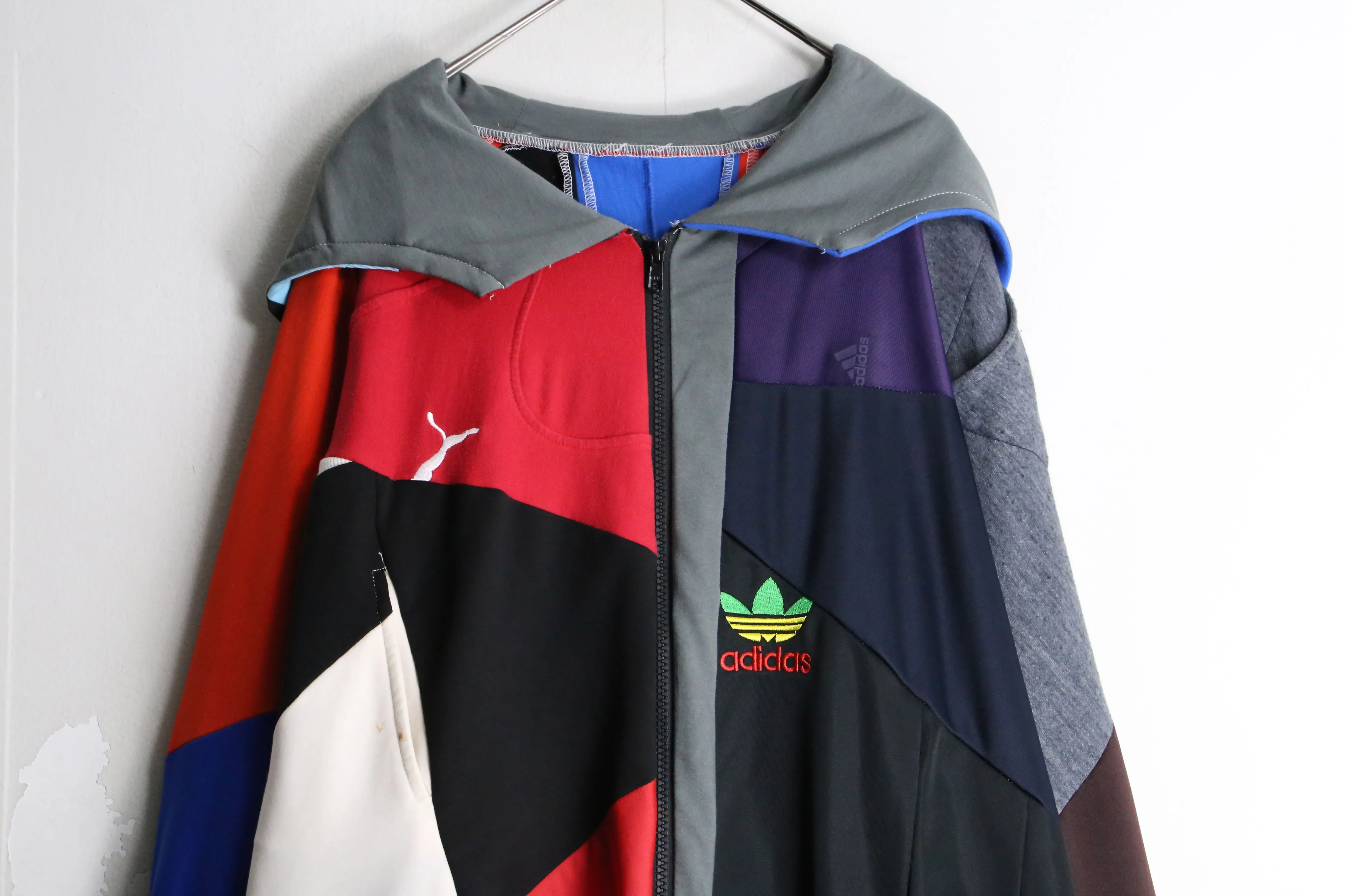“Re:make” asymmetry colorful  track jacket