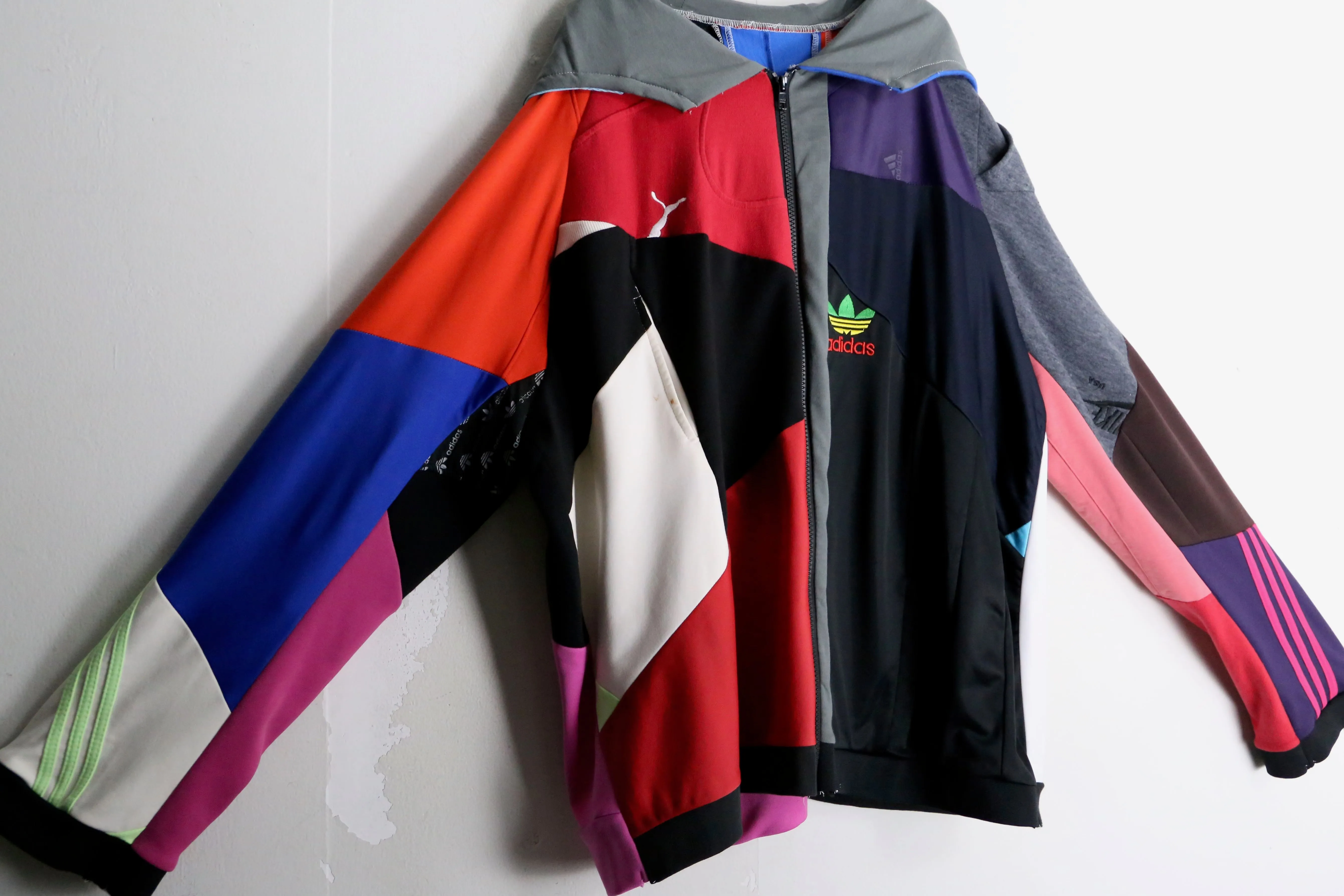 “Re:make” asymmetry colorful  track jacket