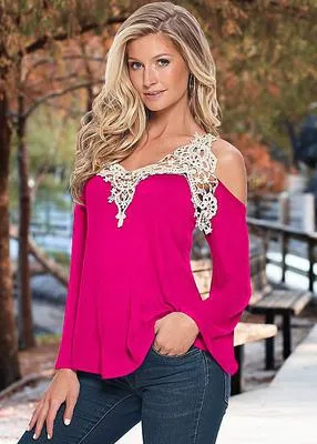 Sexy Floral Lace Off Shoulder Loose Long Sleeve