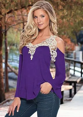 Sexy Floral Lace Off Shoulder Loose Long Sleeve