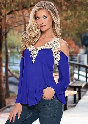 Sexy Floral Lace Off Shoulder Loose Long Sleeve