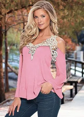 Sexy Floral Lace Off Shoulder Loose Long Sleeve