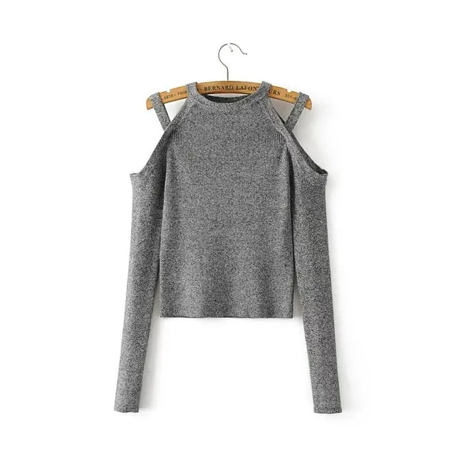 Sexy Off Shoulder Slim Crop Top Long Sleeve Shirt