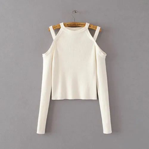 Sexy Off Shoulder Slim Crop Top Long Sleeve Shirt