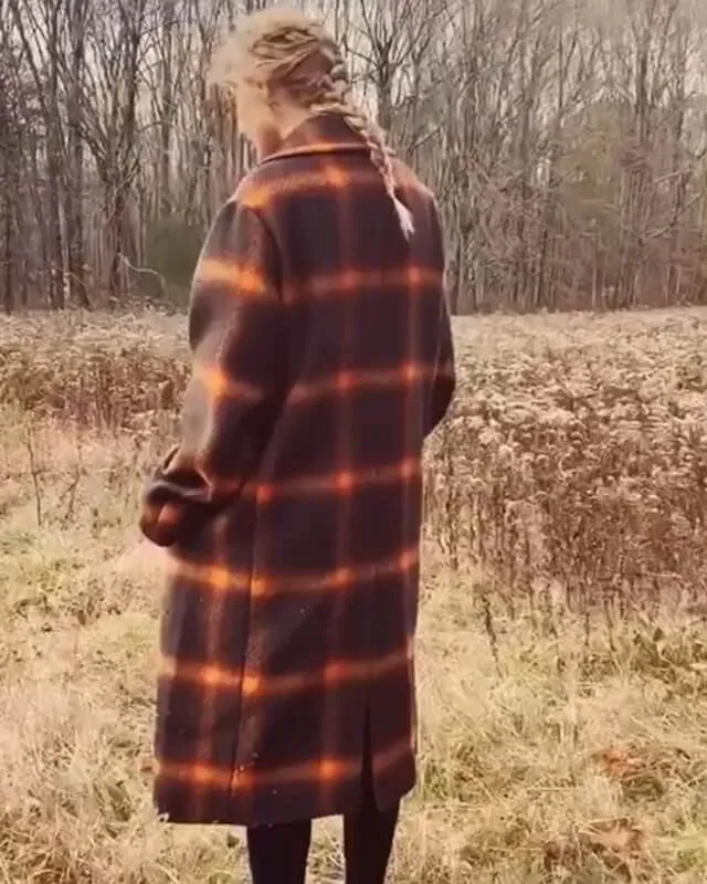 Taylor Swift Evermore Plaid Wool Coat Long Women's Winter Jacket