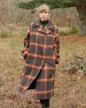 Taylor Swift Evermore Plaid Wool Coat Long Women's Winter Jacket