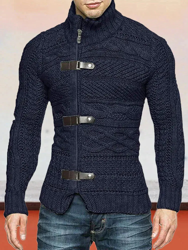 Turtleneck Button Long Sleeve Knit Sweater