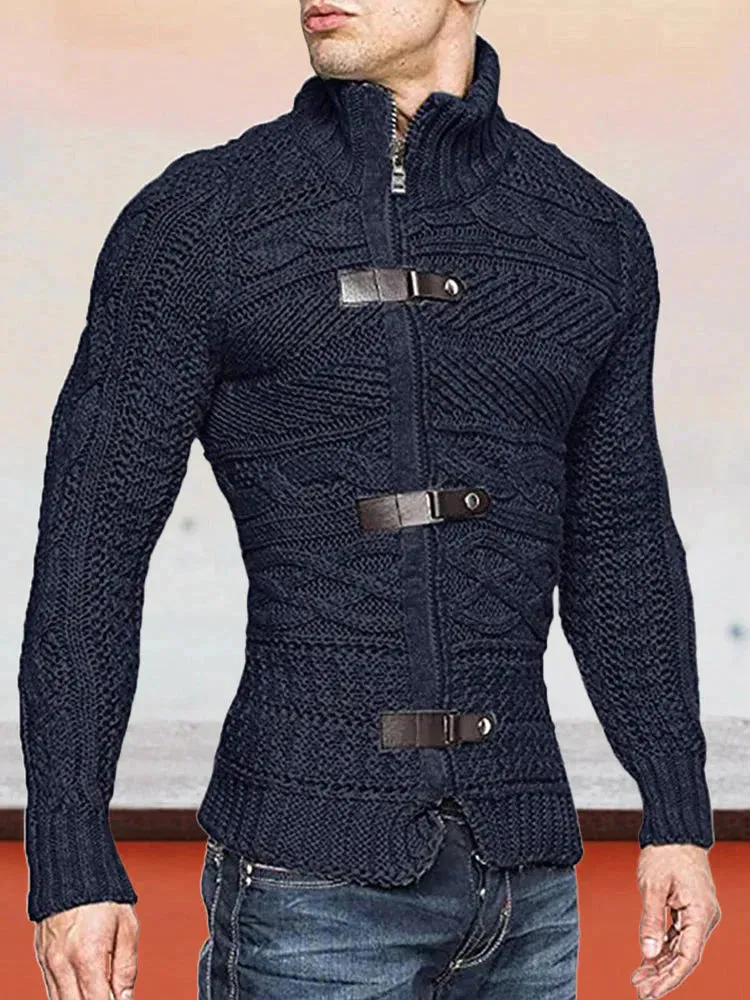 Turtleneck Button Long Sleeve Knit Sweater