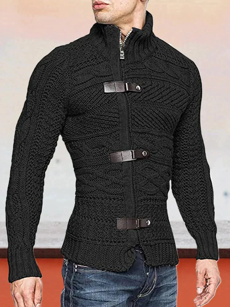 Turtleneck Button Long Sleeve Knit Sweater