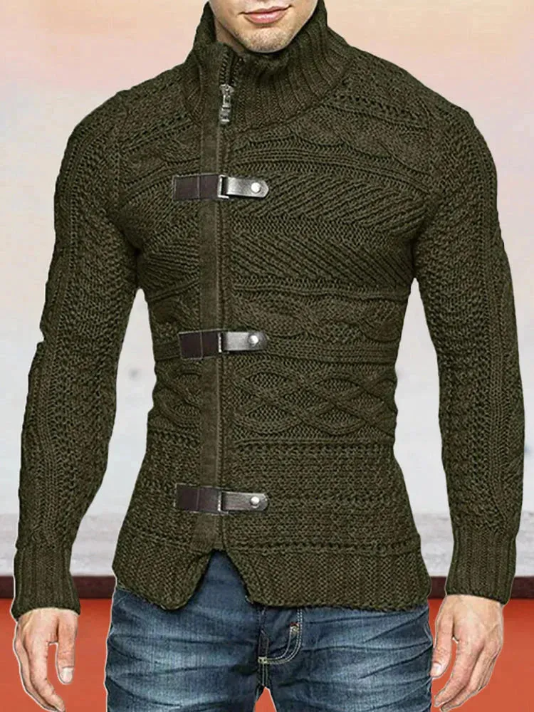 Turtleneck Button Long Sleeve Knit Sweater
