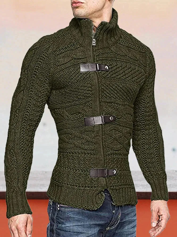 Turtleneck Button Long Sleeve Knit Sweater
