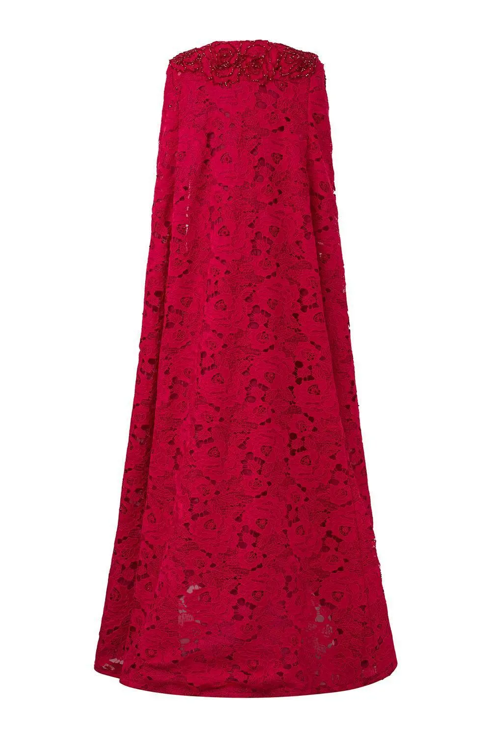 Vada Sheath Cape Sleeved Lace Floor Length Dress
